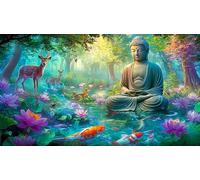 Buddha-Statue Jigsaw Puzzle Impossible 1000Pcs Decorazione per la casa. Giochi di Rilassamento e Intelletto per Adulti e Bambini da 12 Anni 38x26cm/1000pcs