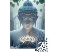 Buddha Statue Meditation 1000 Pezzi Carta Misty Buddha Head Art Puzzle Per Adolescenti Taglio Preciso Senza Polvo Regalo Compleanno Finitura Curata 38x26cm/1000pcs