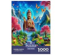 Buddha-Statue Puzzles Giochi Educativo 1000 Elementi Chinese Mythological Style Puzzle Di Cartone Decorazione Perfetta Sfide Divertenti Per Adulti 70x50cm/1000pcs