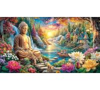 Buddha-Statue-Resting-in-Halo-Held-by-Hands Puzzle per adulti 1000 pezzi Carta riciclata Sfida di gioco educativo per decorazione murale e regali Bellissimo puzzle decorativo 38x26/1000 pezzi