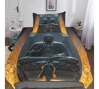 Buddha Statue Set Copripiumino, Morbida Microfibra Sakyamuni Set Di Biancheria Da Letto, Finezza Sakyamuni Biancheria Da Letto Single(135x200cm) Varie Dimensioni