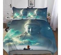Buddha Statue Set Di Biancheria Da Letto, Soft Microfiber Shakyamuni Set Copripiumino Con Amore, Confortevole Biancheria Da Letto Finezza Double(200x200cm)
