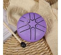Buddha Stones - Mini tamburo in acciaio con lingua, 7,6 cm e 6 note, tamburo senza preoccupazioni, mini tamburo handpan, kit con bacchette (viola)