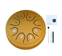 Buddha Stones - Tamburo per lingua in acciaio, 11,4 cm, 8 note, con bacchetta e adesivi, tamburo a mano in acciaio al carbonio, kit per meditazione, intrattenimento, educazione musicale