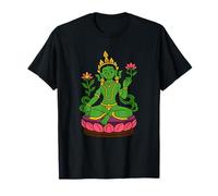 Buddha Tara Verde con Buddista Tibetano Mantra Vajrayana Maglietta