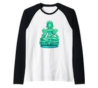 Buddha Tara Verde Tibetano Vajrayana Maglia con Maniche Raglan