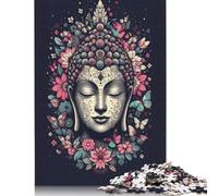 Buddha with Flowers And Butterflies Puzzle Impossible 1000 Pezzi Decorazione Per La Casa. Rilassamento E Intelligence Per Adulti E Ragazzi Da 14 Anni 1000pcs (75x50cm)