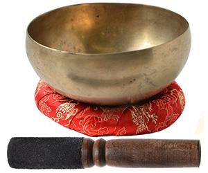Buddhafiguren/Billy Held - Campana tibetana lavorata a mano, con accessori 400-450g bronzo