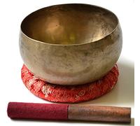 Buddhafiguren/Billy Held - Campana tibetana lavorata a mano, con accessori 550 g - 600 g, Ø 17,5 cm - 19 cm, h 8,5 cm - 10 cm bronzo
