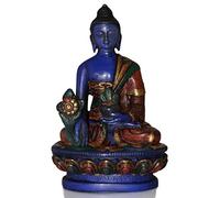 BUDDHAFIGUREN Statua del Buddha - Buddha della Medicina 11,5 cm - Resina - dipinto di blu