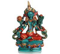 BUDDHAFIGUREN Statua del Buddha Tara Verde 12 cm - Resina - Turchese