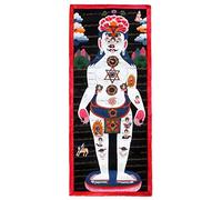 BUDDHAFIGUREN Thangka della medicina tibetana con 7 chakra dipinti a mano su tela 74 cm x 32 cm