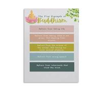 Buddhist Principles Five Precepts Wall-Art Canvas Print Spiritual Decor for Living Room Bedroom Office Mindfulness Space(Unframed,16x24inch(40x60cm))