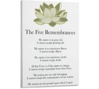 Buddhist Wall Art Canvas Print The Five Remembrances Spiritual Poster Inspirational Quotes for Meditation Room Decor(Framed,12X18inch(30X45cm))