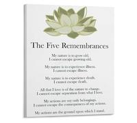 Buddhist Wall Art The Five Remembrances Inspirational Quotes Canvas Print for Mindfulness and Meditation Space(Framed,12x18inch(30x45cm))
