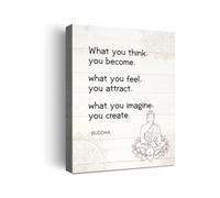 Buddhist Wisdom Wall Art - “What You Think You Become”Canvas Print for Positive Thinking, Study and Meditation Room (Unframed,12x18inch(30x45cm))