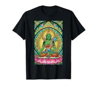 Buddismo Mantra Tara Verde Buddha in Vetro colorato Maglietta