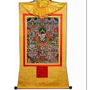 Buddista Tangka, appeso a parete tibetana, 42 divinità silenziose del Bardo Thodol (Libro tibetano dei morti), arte pittorica tibetana Thangka, broccato buddista Thangka (Colore: Blu, Dimensioni: (Col