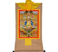 Buddista Tangka, appeso a parete tibetana, Padmasambhava Stampa artistica buddista Arazzo Thangka tibetano for la meditazione Zen sull'altare buddista (Colore: Oro, Dimensioni: S) (Colore: Blu, Dimens