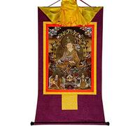 Buddista Tangka, appeso a parete tibetana, Tre forme di Guru Rinpoche, Padmasambhava, Lotus Born, arte pittorica tibetana Thangka, broccato buddista Thangka, tipo nero (colore: rosso, si (col (Color