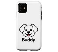 Buddy Dog Shirt Cute Puppy Face Minimal Line Art Nome Custodia per iPhone 11