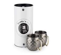 Buddy's Bar - 2 Tazze per Moscow Mule, 500 ml, Tazze in Acciaio Inossidabile di Alta qualità con Struttura ad Ananas, Tazze da Cocktail, Confezione Regalo Inclusa, Set da 2, Antica