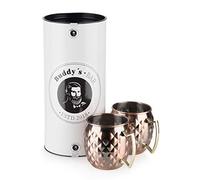 Buddy's Bar - 2 Tazze per Moscow Mule, 500 ml, Tazze in Acciaio Inossidabile di Alta qualità, Tazze da Cocktail con Struttura ad Ananas, Confezione Regalo Inclusa, Set da 2, Rame Antico