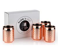 Buddy's Bar - 4 tazze da Cocktail a forma di lattina, Ø 7,5 cm, H: 10,5 cm, 350 ml, tazza in acciaio inossidabile di alta qualità, incl. confezione regalo, set da 4, rame martellato