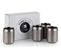 Buddy's Bar - 4 tazze da Cocktail a forma di lattina, Ø 7,5 cm, H: 10,5 cm, 350 ml, tazza in acciaio inossidabile, incl. confezione regalo, set da 4, acciaio inox effetto vintage martellato