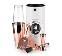 Buddy's Bar - "Boston Bar-Set", 700 ml, shaker per cocktail Boston, misuratore da bar, pestello, colino da bar, sicuro per alimenti, set da bar con scatola regalo, rame lucido