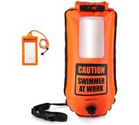 BUDDYSWIM Boa Nuoto acque libere da 28 Litri. Include Custodia stagna per Cellulare. Un Ottimo Accessori Mare. Dry Bag Smartphone Dotata di Due camere d'Aria indipendenti. Colore Arancione.