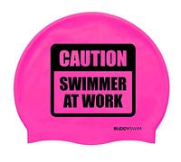 BUDDYSWIM Cappuccio da nuoto in silicone per uomo e donna, per piscina o acque libere, cappuccio da nuoto in silicone. Colore vivace, buona visibilità.