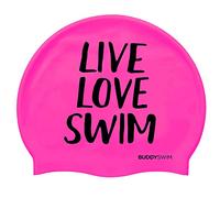 BUDDYSWIM Cappuccio da nuoto in silicone per uomo e donna, per piscina o acque libere, cappuccio da nuoto in silicone. Colore vivace, buona visibilità.