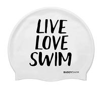 BUDDYSWIM Cappuccio da nuoto in silicone per uomo e donna, per piscina o acque libere, cappuccio da nuoto in silicone. Colore vivace, buona visibilità.