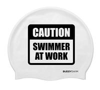 BUDDYSWIM Cappuccio da nuoto in silicone per uomo e donna, per piscina o acque libere, cappuccio da nuoto in silicone. Colore vivace, buona visibilità.