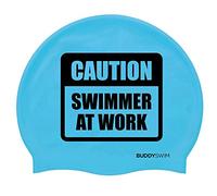 BUDDYSWIM Cappuccio da nuoto in silicone per uomo e donna, per piscina o acque libere, cappuccio da nuoto in silicone. Colore vivace, buona visibilità.