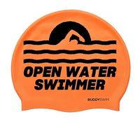 BUDDYSWIM Cuffia da nuoto in silicone per piscina o acqua aperta, adatta per uomo o donna e adatta per capelli lunghi. Comodo, resistente e idrodinamico, colore accattivante. Arancione)