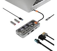 budebuse Docking station 10 in 1 USB C multiporta adattatore lettore di schede di memoria multiplo 3 5 mm VGA docking station per computer portatili C docking station Gigabit Ethernet