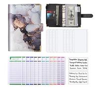 Budget Binder, A6 Marble PU Leather Binder, Money Organizer Contanti Buste Budget Planner con 8 buste in contanti con cerniera, 12 fogli di bilancio di spesa e 2 etichette di lettera adesivo