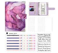 Budget Binder, A6 Marble PU Leather Binder, Money Organizer Contanti Buste Budget Planner con 8 buste in contanti con cerniera, 12 fogli di bilancio di spesa e 2 etichette di lettera adesivo