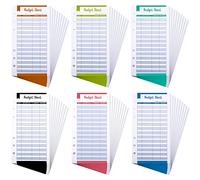 Budget Fogli, 36 Pcs 6 Fogli A6 German Budget Planner Carta, Budget Sheet Binder Budget Planner Binder Costo Tracker Fogli per Binder Notebook 6 Holes Budget Card (6 colori)