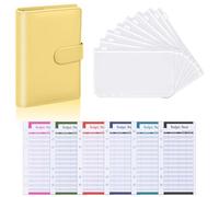 Budget Planner Binder,A6 PU Leather Raccoglitore ad Anelli,con Buste a Cerniera,Compilabile per Budget di Contanti Organizzatore,con 8 Buste e Foglio di Bilancio di Spesa (12 Pezzi) (Giallo)