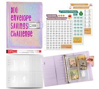 Budget Planner con busta per soldi, 100 buste, raccoglitore per sfide, raccoglitore a lungo termine per tutte le età, busta portatile e spese Planner economico