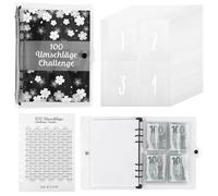 Budget Planner Deutsch, Challengers Salvadanaio per denaro, 100 Envelope Saving Challenge, A5 Binder Budget Planner, Salvadanaio per Sfida per Soldi Sfida (nero)