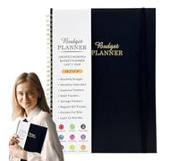 Budget Planner Notebook 16K - Organizzatore finanziario con spese e banconote, libro contabile mensile per la gestione del denaro (146 pagine), nero