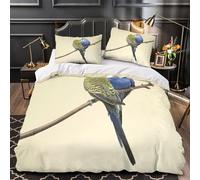 Budgie Birds Set Di Copripiumino 3 Pezzi ultra microfibra motivo 3D con federa Nature Wildlife Set Di Copripiumino cerniera traspirante morbido e comodo for bambini e adolescenti King（220x240cm）