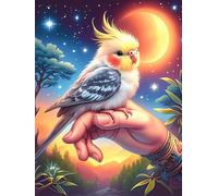 Budgie with Roses Under The Moon Puzzle 1000 Pezzi Idea Regalo Compleanno Originale Wildlife Pet Rompicapo Premium Rilassamento E Divertimento Regalo Per Tutti 1000 PCS
