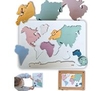 Budhi Budha Giochi Montessori 3 Anni & Più- Puzzle Mappemonde - Puzzle in Silicone - Continenti & Mari del Mondo, Giocattolo Educativo - La scuola materna Giochi Educativo-Imparare Giocando