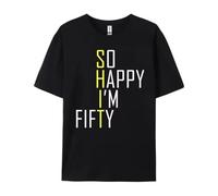 budianDR3Ww5 So Happy I'm Fifty Funny 50th Birthday Gag 50 Years Old White Graphic Tee Funny T Shirts Figures Black S
