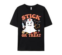 budianDR3Ww5 Stick or Treat Nurse Funny Halloween Costume Grey Shirt Graphic Tee Men's T-Shirts Valentine's Day Tops & Tees Black L